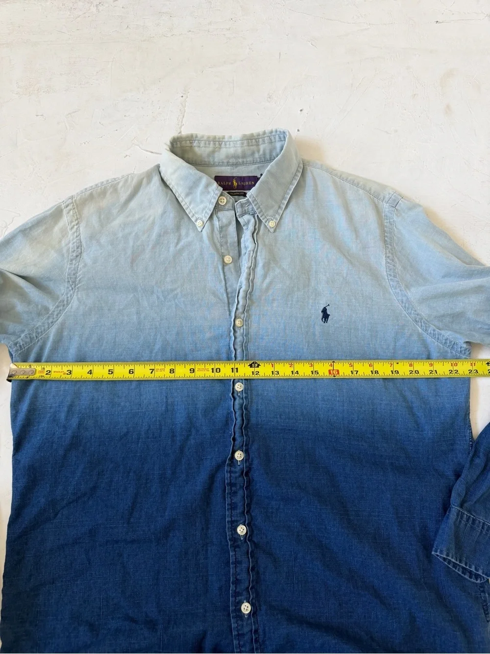 Polo Ralph Lauren Men's Classic Fit Dip-Dyed Shirt Blue Size L
